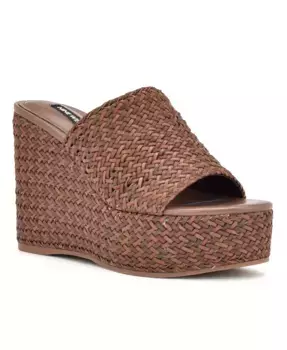 Женские сандалии Everie Woven на высокой платформе с клином Nine West, коричневый