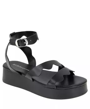 Женские сандалии Faye на плоской подошве с зубчатой пряжкой BCBGeneration, черный