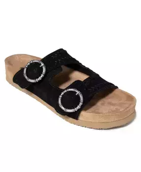 Женские сандалии Georgine Classic на плоской подошве с пряжкой из замши Minnetonka, черный