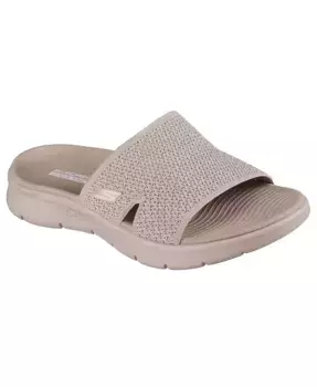 Женские сандалии Go Walk Flex - классические широкие шлепанцы от Finish Line Skechers, коричневый/бежевый