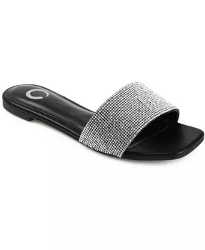 Женские сандалии Grayce Rhinestone Flat Journee Collection, черный