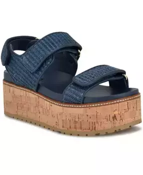 Женские сандалии Heavin на платформе с плетеным клином Nine West, синий