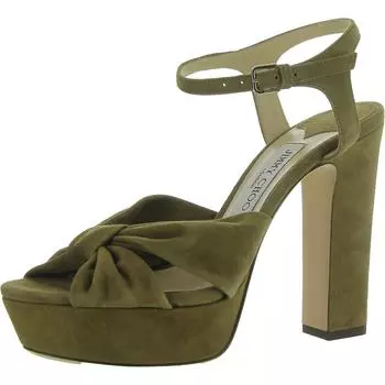 Женские сандалии Heloise из денима с бантом на платформе Jimmy Choo, зеленый