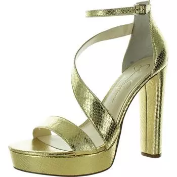 Женские сандалии Iley из искусственной кожи с ремешком на щиколотке на платформе Jessica Simpson, цвет gold snake