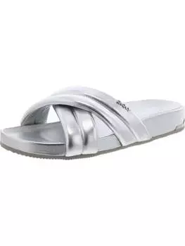 Женские сандалии INDRA с открытым носком и перекрещивающимися ремешками на плоской подошве DKNY, серебряный