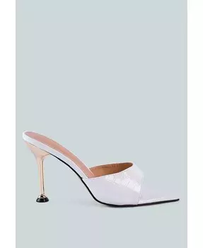 Женские сандалии из лакированной искусственной кожи французского кроя с фактурой крокодила London Rag, белый