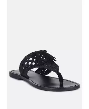 Женские сандалии из натуральной замши BEECH ручной работы с кисточками Rag & Co, черный