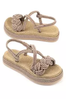 Женские сандалии из норки Capone на танкетке со шнуровкой Capone Outfitters, коричневый