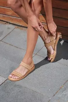 Женские сандалии из норки на шнурке Madamra, бежевый