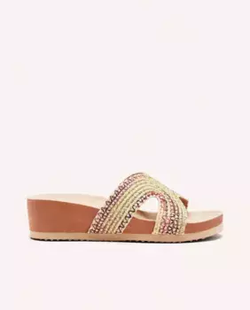 Женские сандалии из рафии на плоской подошве со стелькой из микрофибры Gioseppo, бежевый