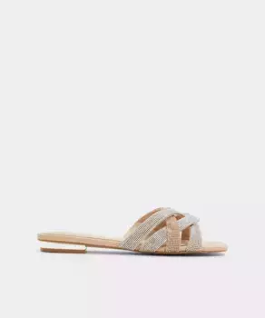 Женские сандалии из текстиля на плоской подошве с квадратным носком Aldo, золото