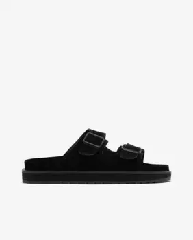 Женские сандалии из замши с двойным ремешком и застежкой на пряжку D.Franklin, черный