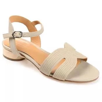 Женские сандалии Journee Signature из натуральной кожи Starlee с пряжкой и ремешком на щиколотке, серо-коричневый