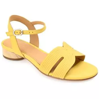 Женские сандалии Journee Signature из натуральной кожи Starlee с пряжкой и ремешком на щиколотке, желтый
