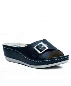 Женские сандалии Justina на удобном клине с пряжкой GC Shoes, черный