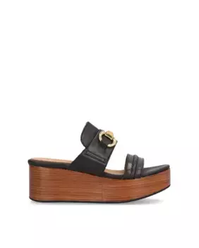 Женские сандалии Komba из кожи на платформе с нескользящей подошвой Alpe, черный