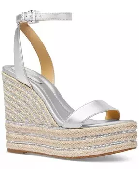 Женские сандалии Leighton Espadrille на танкетке Michael Kors, серебряный