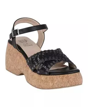 Женские сандалии Lucy Woven Cork Platform Wedge GC Shoes, черный