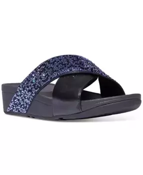 Женские сандалии Lulu Embellished Metallic с перекрещивающимися ремешками FitFlop, синий