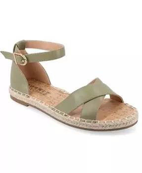 Женские сандалии Lyddia Espadrille на плоской подошве Journee Collection, зеленый