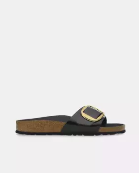 Женские сандалии Madrid Big Buckle на плоской подошве из кожи Birkenstock, черный