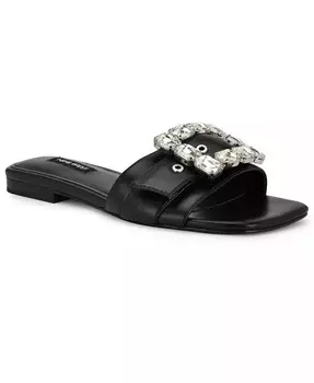 Женские сандалии Matter Slip-On с декоративными элементами на плоской подошве Nine West, черный