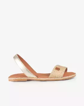 Женские сандалии Menorcan из джута на плоской подошве без застежки Popa, золотой