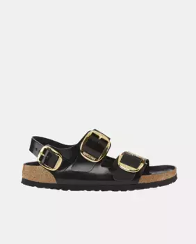 Женские сандалии Milano Big Buckle из кожи на плоской подошве Birkenstock, черный
