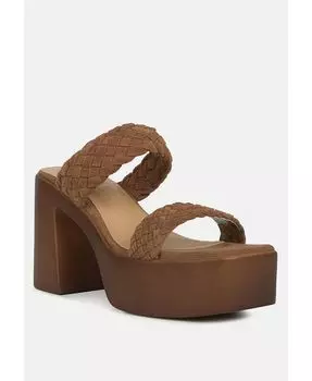 Женские сандалии Misaki на платформе с плетеными замшевыми ремешками Rag & Co, коричневый/бежевый