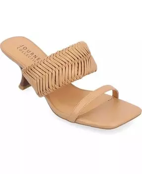 Женские сандалии Monyka Woven Double Band Dress Journee Collection, коричневый/бежевый