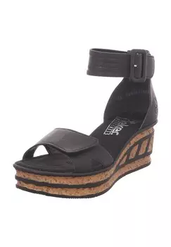 Женские сандалии на липучке с имитацией кожи rieker, черный