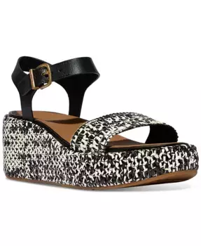 Женские сандалии на платформе с плетеным клином FitFlop, черный