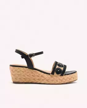 Женские сандалии на платформе с рафией и застежкой на щиколотке Gioseppo, черный