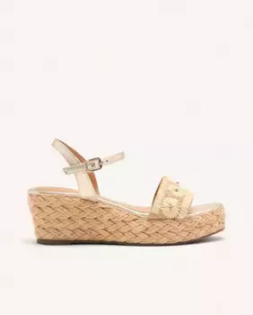Женские сандалии на платформе с рафией и застежкой на щиколотке Gioseppo, цвет Nude