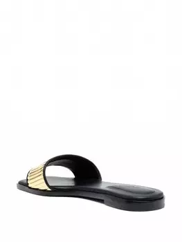 Женские сандалии на плоской подошве Carter черного/золотого цвета Jonathan Simkhai