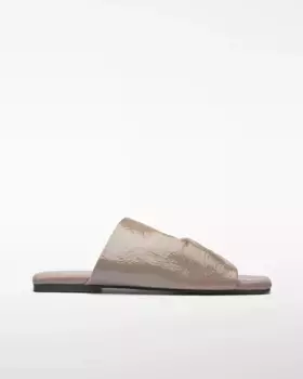 Женские сандалии на плоской подошве из экологически чистой кожи бежевого цвета Adolfo Dominguez, бежевый