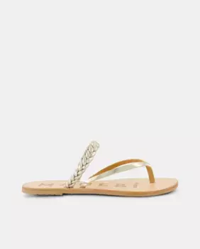 Женские сандалии на плоской подошве из кожи с плетеными ремешками Maneb, золото