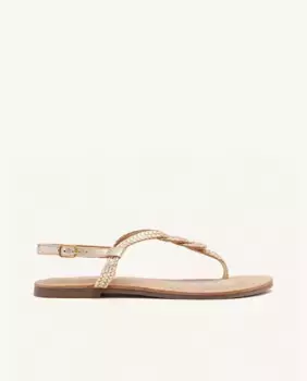 Женские сандалии на плоской подошве из плетеной кожи с регулируемой застежкой-пряжкой Gioseppo, золото