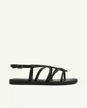 Женские сандалии на плоской подошве из плетеной кожи с регулируемой застежкой на пятке Gioseppo, черный