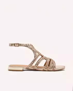 Женские сандалии на плоской подошве из плетеной кожи с регулируемой застежкой-браслетом Gioseppo, золото