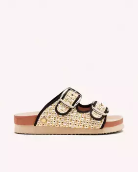 Женские сандалии на плоской подошве из рафии и микрофибры Gioseppo, белый