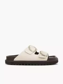 Женские сандалии на плоской подошве с анатомической подошвой Genuins, белый