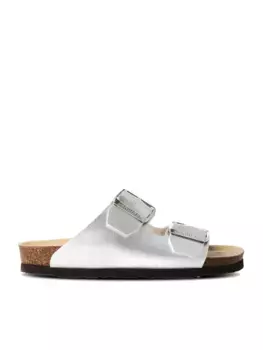 Женские сандалии на плоской подошве с анатомической подошвой Genuins, серебряный