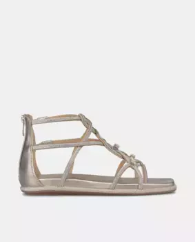 Женские сандалии на плоской подошве с блестками и застежкой-молнией Alma en Pena, коричневый