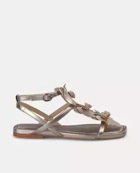 Женские сандалии на плоской подошве с цветочным декором и застежкой-пряжкой Alma en Pena, золотой