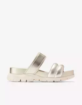 Женские сандалии на плоской подошве с двойными ремешками из кожи Cole Haan, золотой