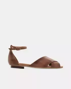 Женские сандалии на плоской подошве с кожаными ремешками Nylo Lottusse, коричневый