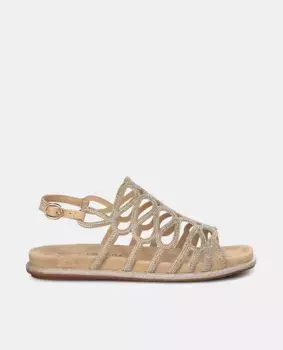 Женские сандалии на плоской подошве с квадратным носком и застежкой на пряжку Alma en Pena, бежевый