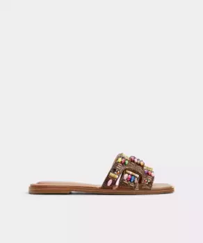 Женские сандалии на плоской подошве с квадратным носком Aldo, коричневый