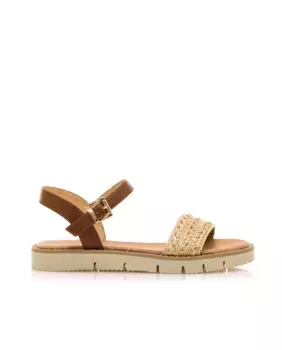 Женские сандалии на плоской подошве с плетеным верхом из рафии Mustang, цвет Natural